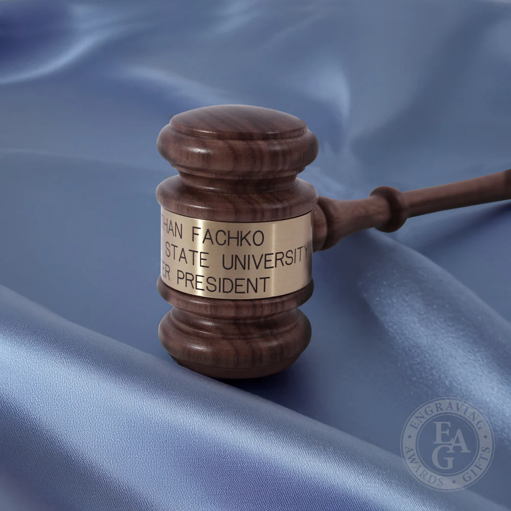 10-1/2" American Walnut Gavel & Sound Block Presentation Set - Image 10