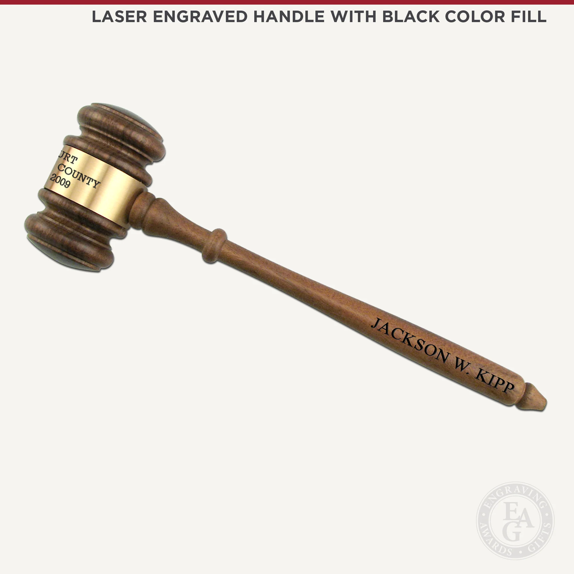 10-1/2" American Walnut Gavel & Sound Block Presentation Set - Image 5