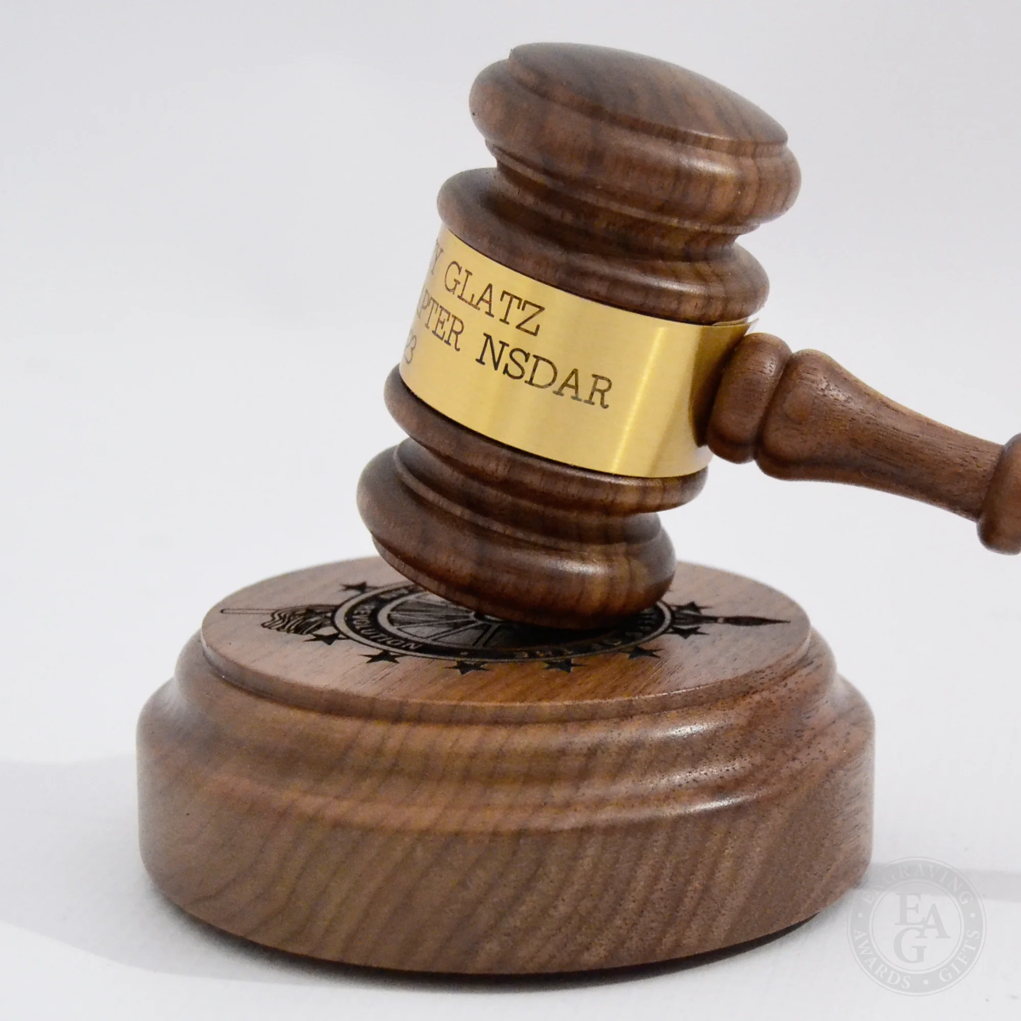 10-1/2" American Walnut Gavel & Sound Block Presentation Set - Image 8
