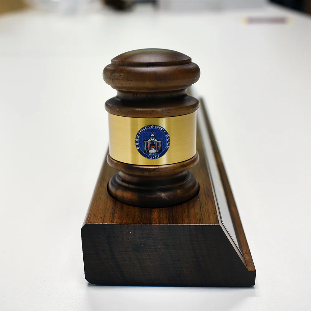 10-1/2" American Walnut Gavel & Sound Block Presentation Set - Image 12