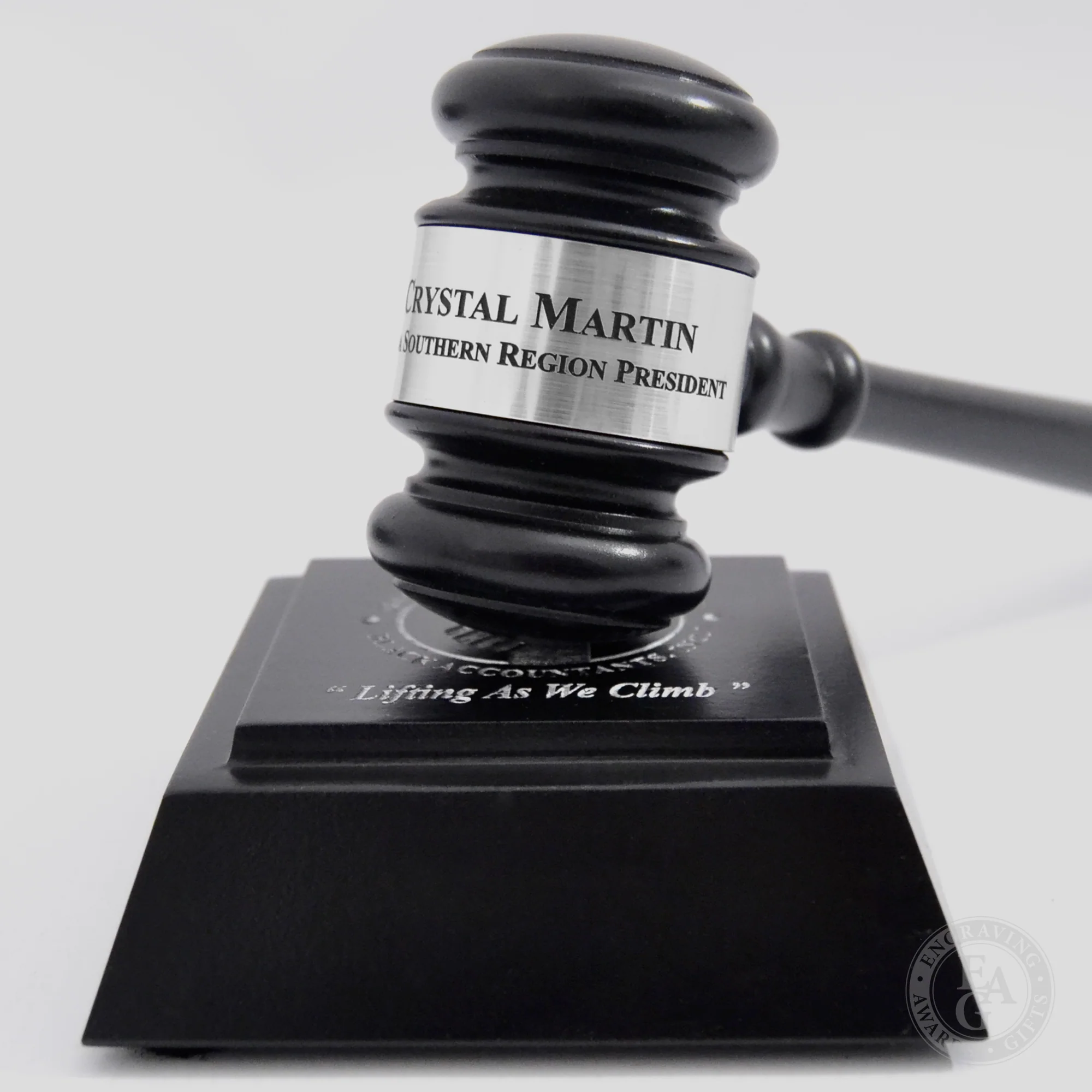 10-1/2" Ebony Finish Presentation Gavel & Sound Block Set - Image 5