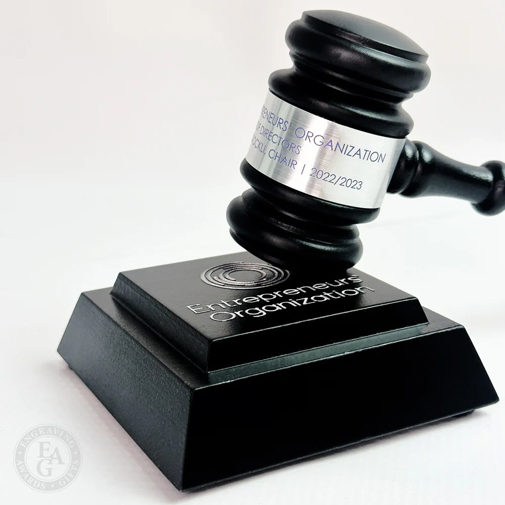 10-1/2" Ebony Finish Presentation Gavel & Sound Block Set - Image 6