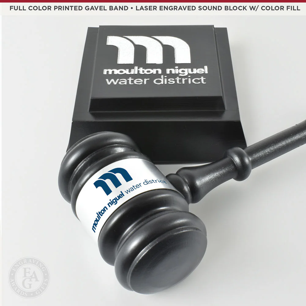 10-1/2" Ebony Finish Presentation Gavel & Sound Block Set - Image 8