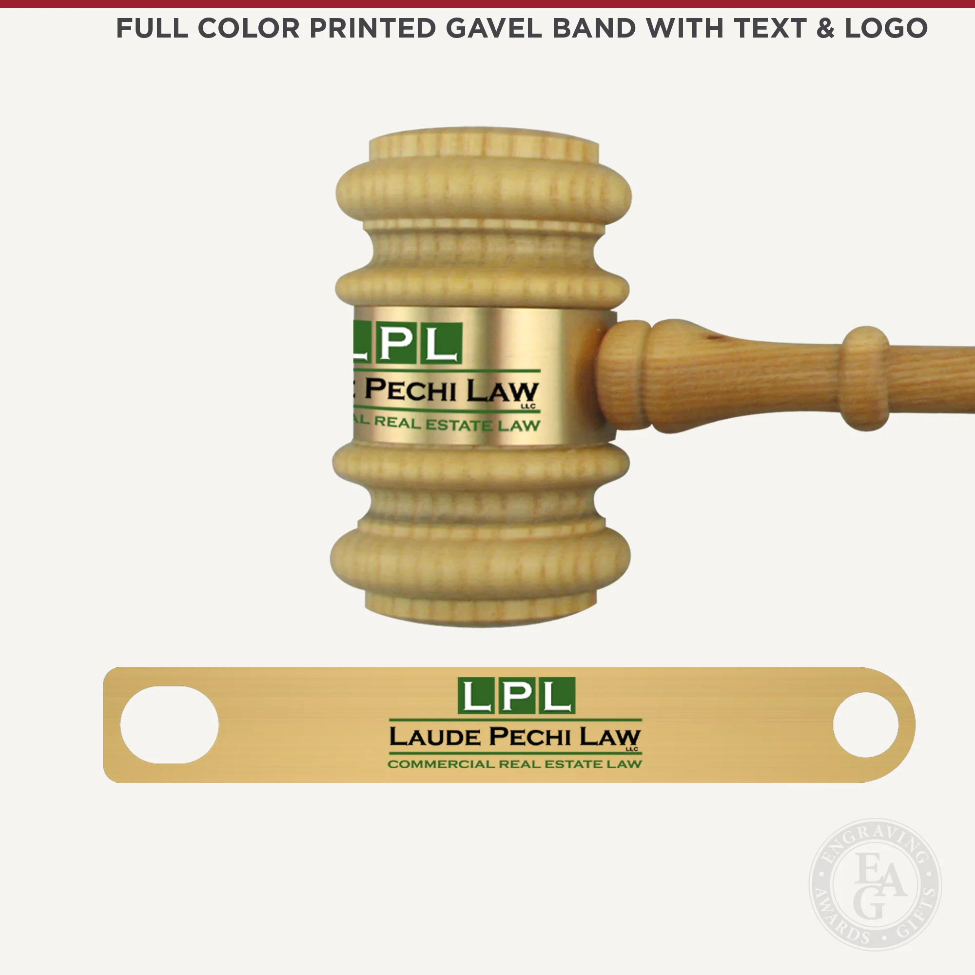 10-1/2" Oak Style Presentation Gavel & Sound Block Set - Image 2