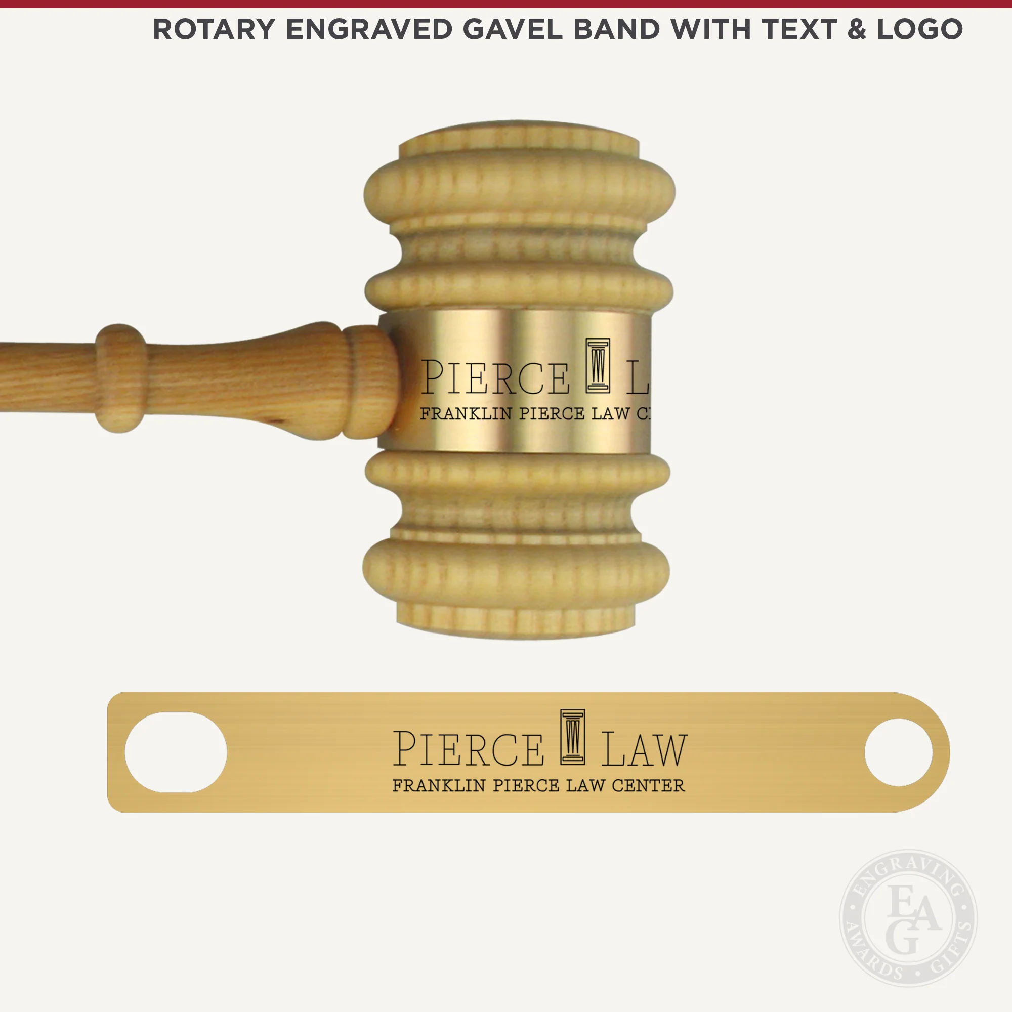 10-1/2" Oak Style Presentation Gavel & Sound Block Set - Image 4