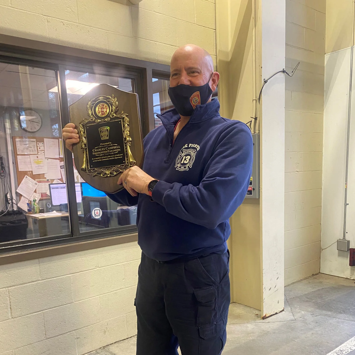 10 1/2" X 16" Genuine Walnut Engraved Firefighter Shield Plaque Award - Image 7