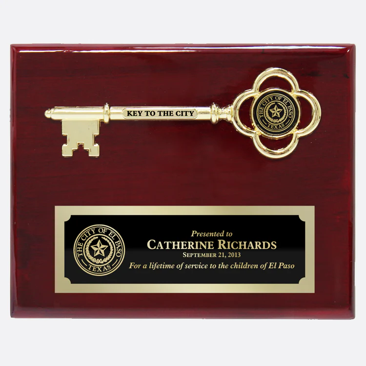 10" x 8" Ceremonial Key Plaque - Rosewood - Image 3