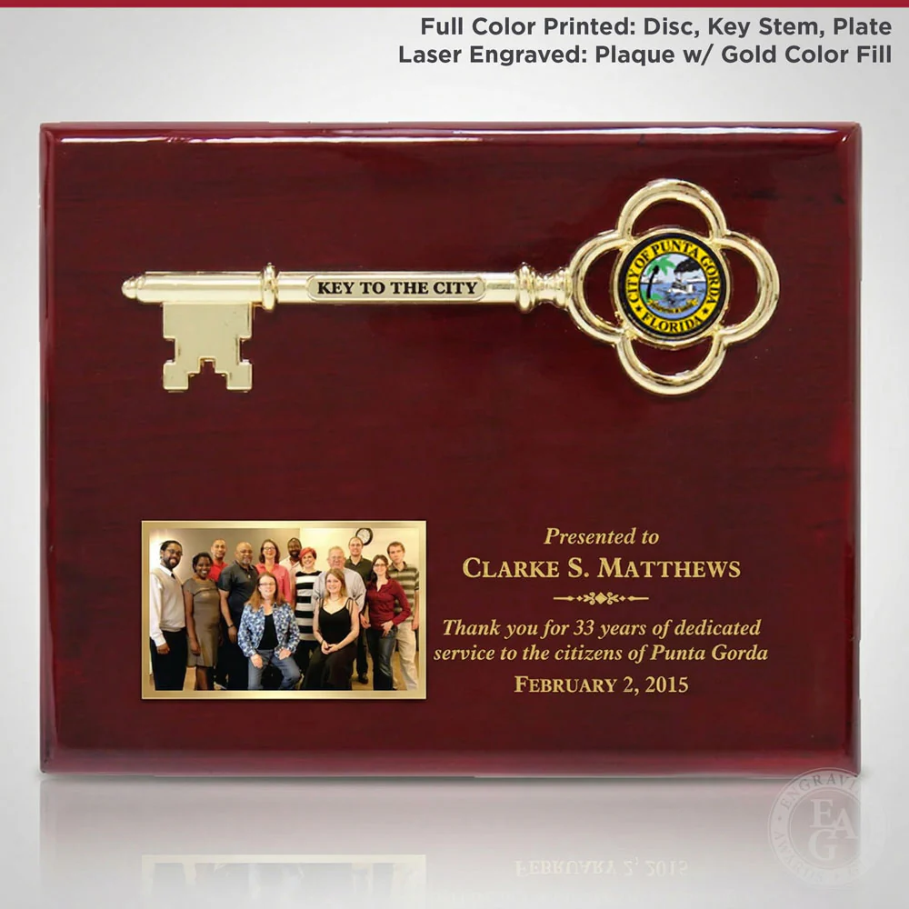 10" x 8" Ceremonial Key Plaque - Rosewood - Image 4