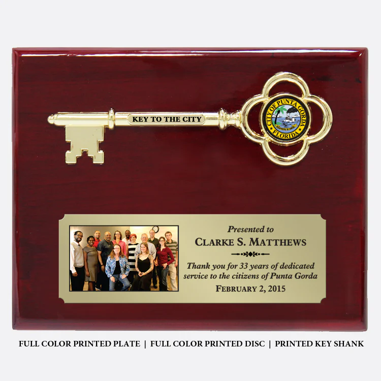 10" x 8" Ceremonial Key Plaque - Rosewood - Image 5
