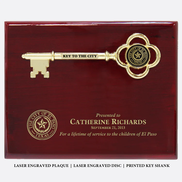 10" x 8" Ceremonial Key Plaque - Rosewood - Image 6