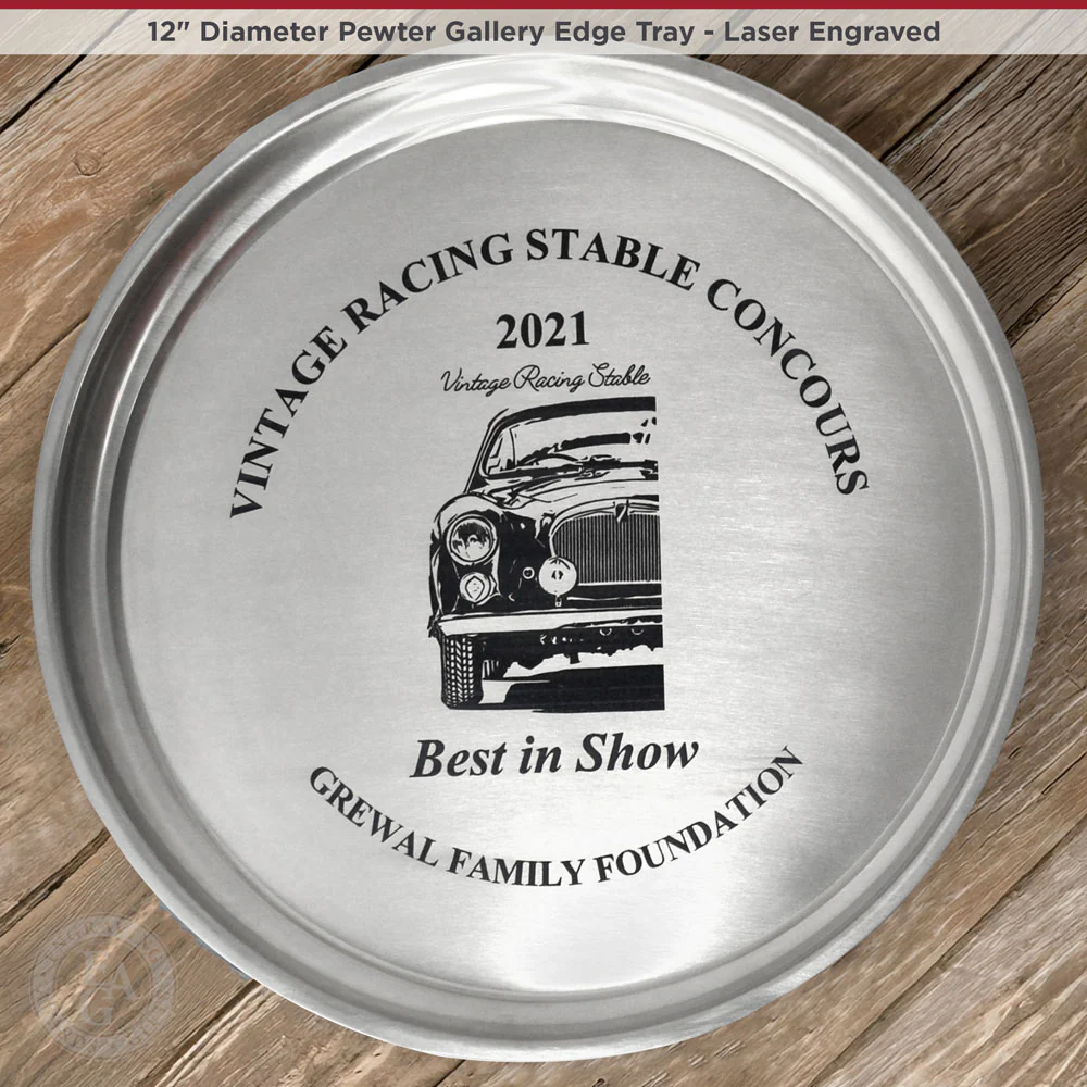 12" Diameter Pewter Gallery Edge Tray - Image 3