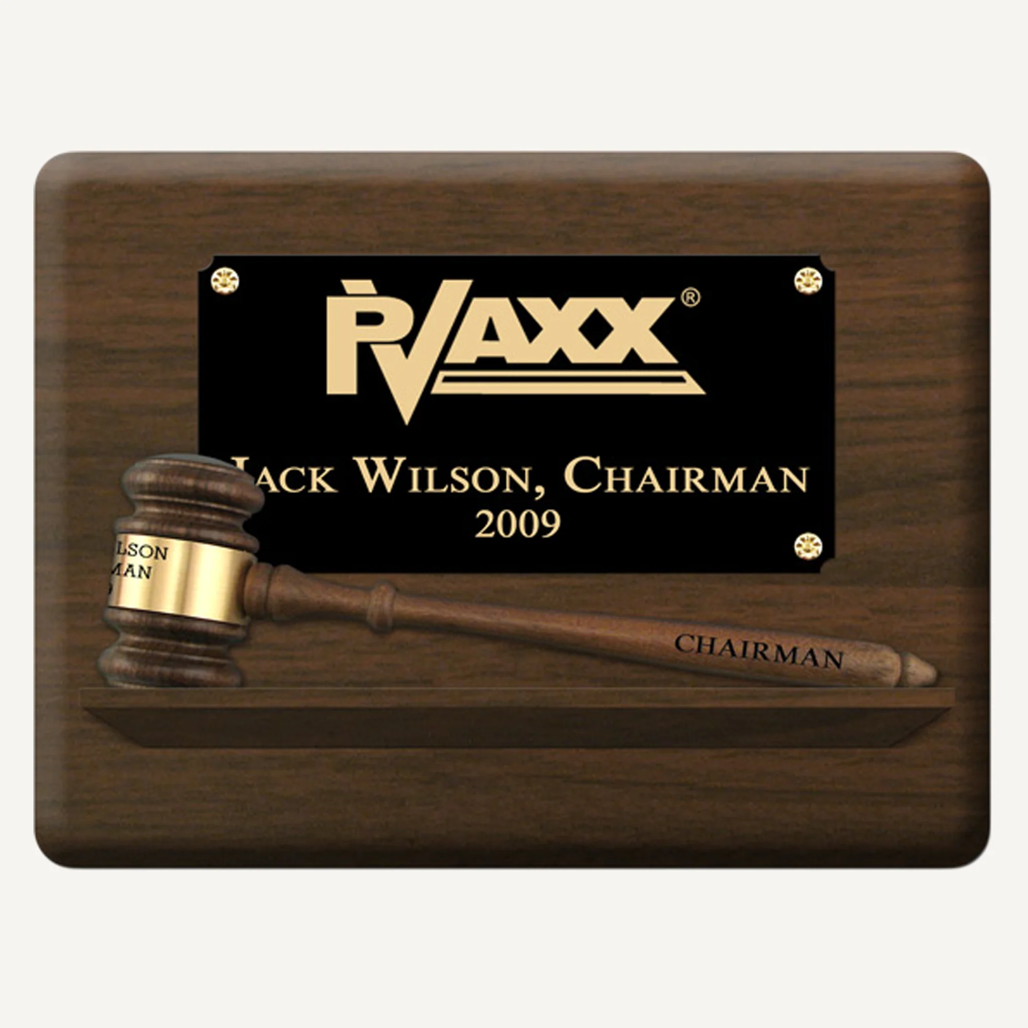 12" x 9" Genuine Walnut 10-1/2" Gavel Pedestal Plaque