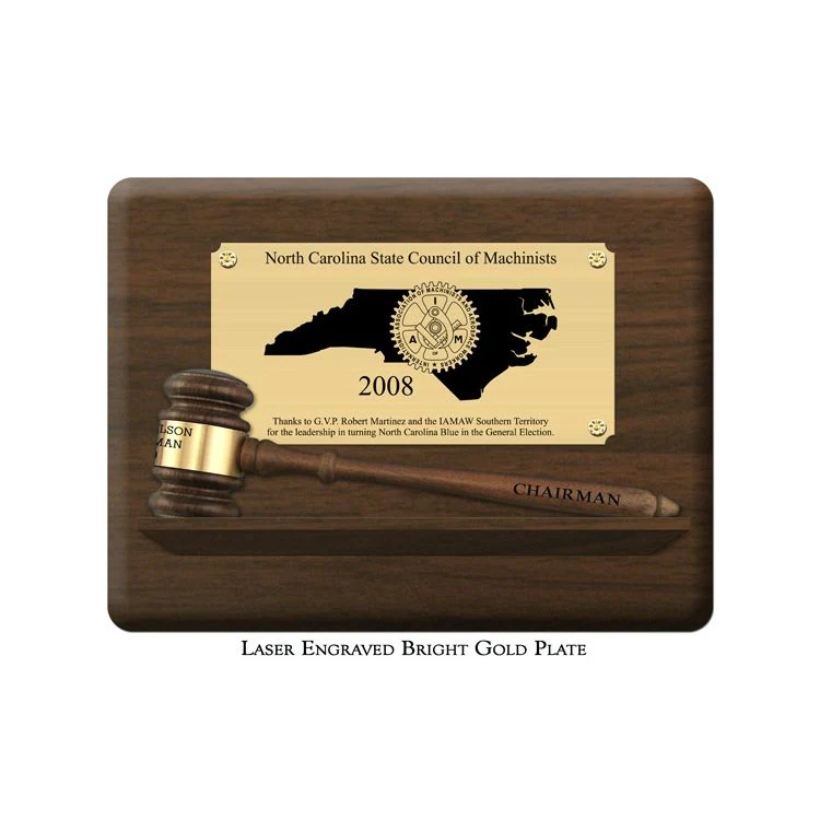 12" x 9" Genuine Walnut 10-1/2" Gavel Pedestal Plaque - Image 2