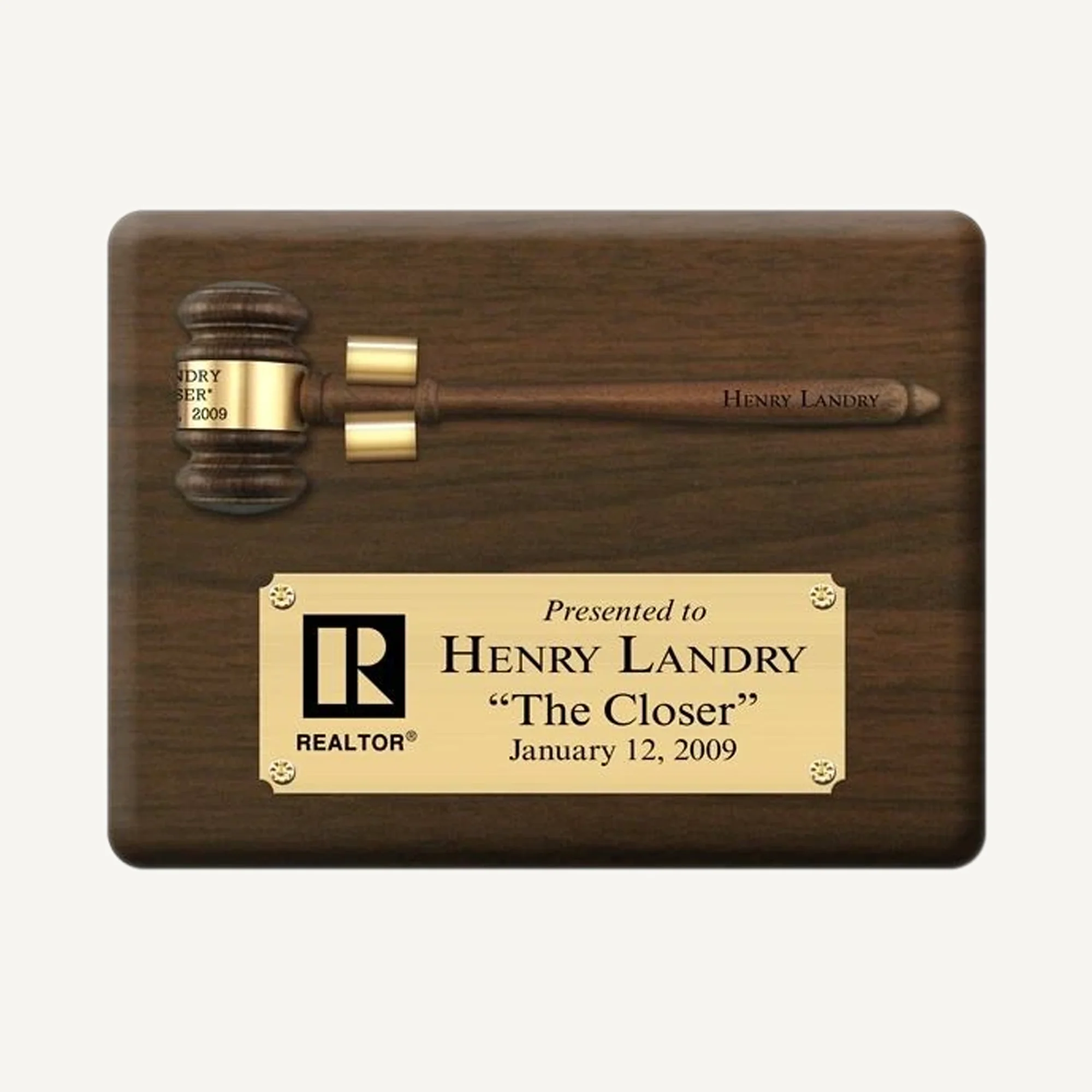 12" x 9" Genuine Walnut Removable Gavel Plaque