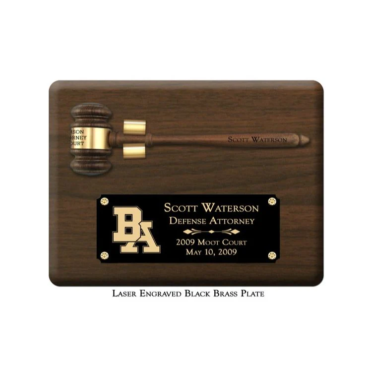 12" x 9" Genuine Walnut Removable Gavel Plaque - Image 2