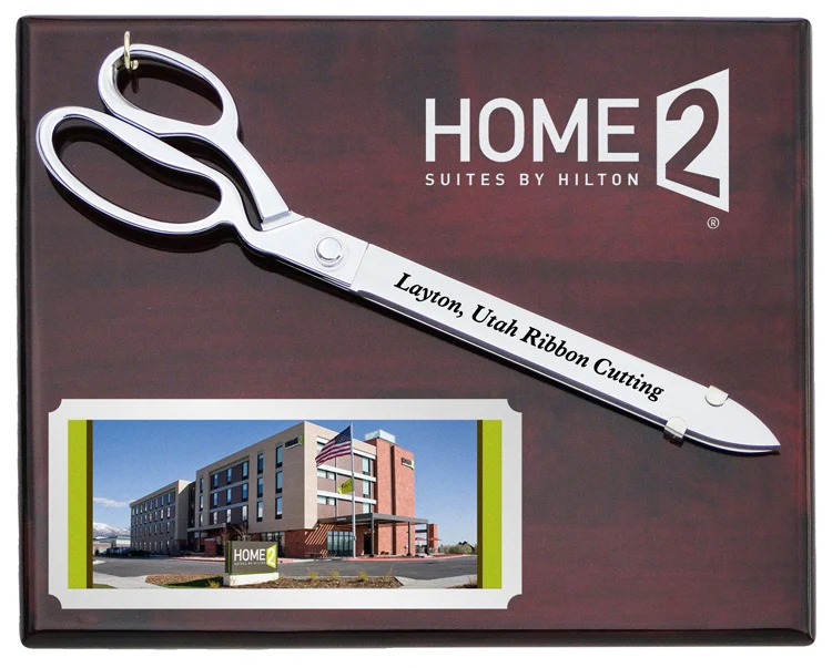 15" Chrome Plated Ceremonial Scissors Piano Finish Plaque - Image 5