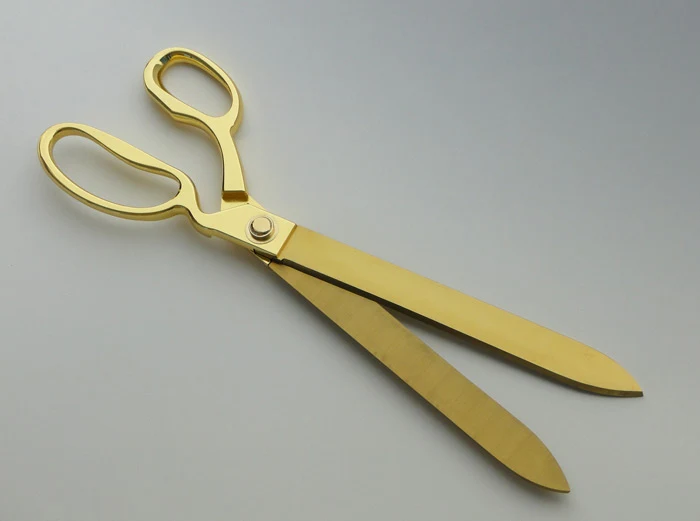 15" Gold Plated Ceremonial Ribbon Cutting Scissors - Image 4