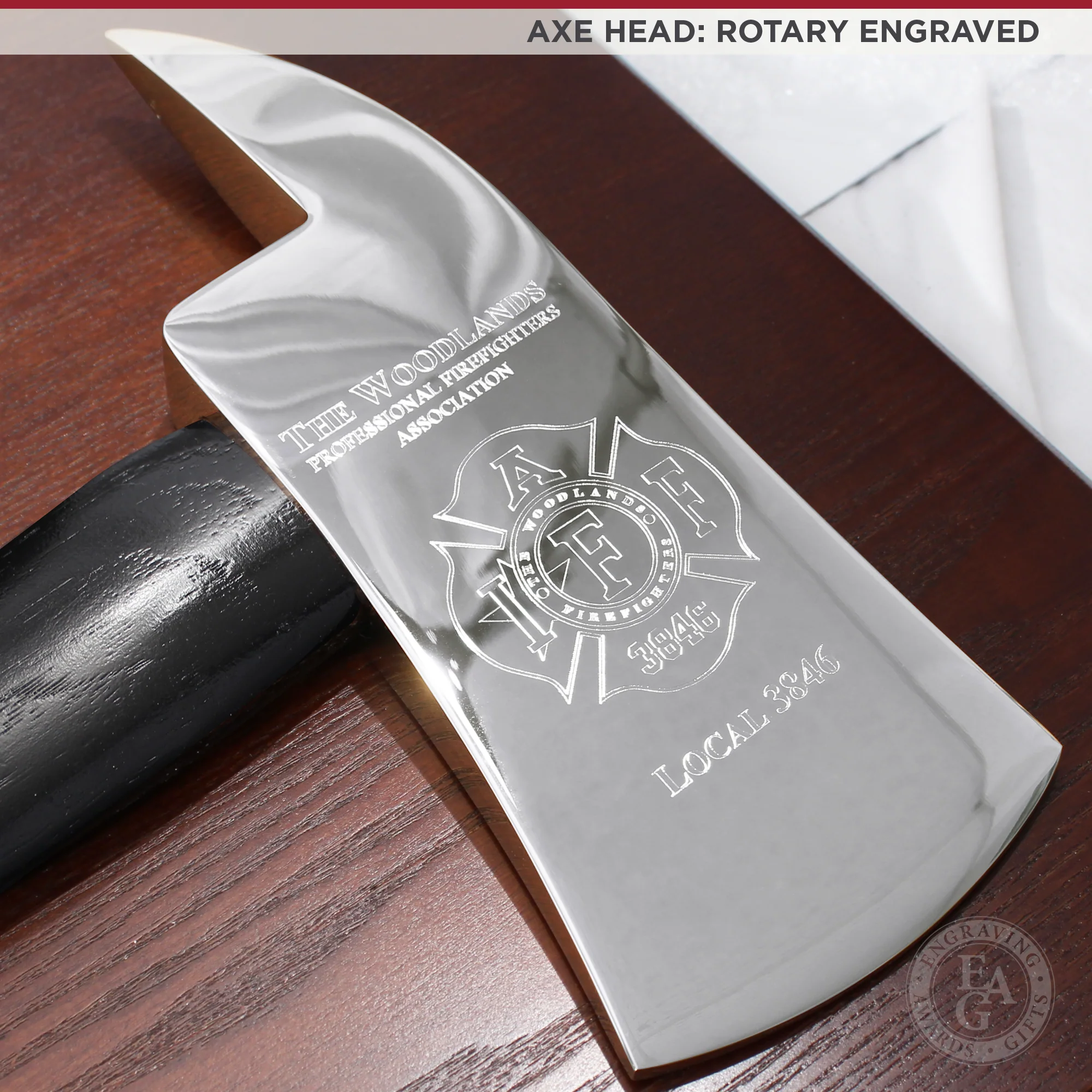 15" Chrome Plated Ceremonial Firefighter Axe - Black - Image 3