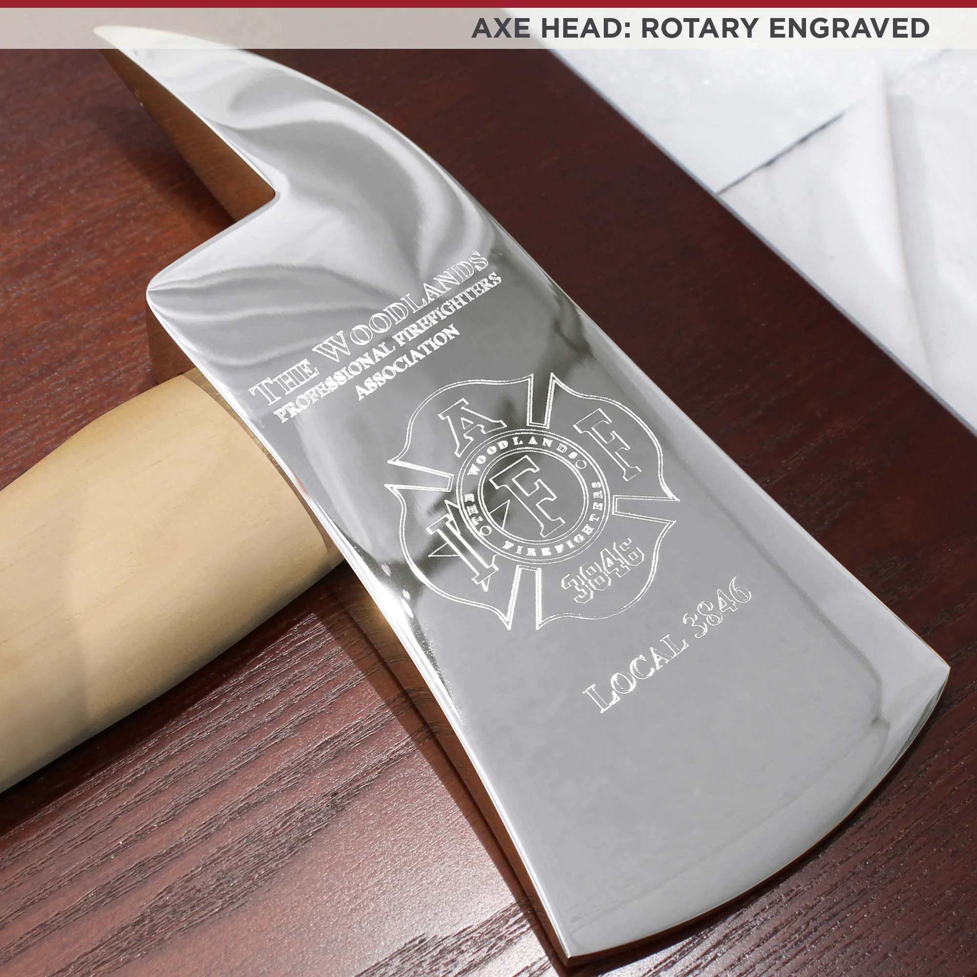 15" Chrome Plated Ceremonial Firefighter Axe - Natural - Image 3