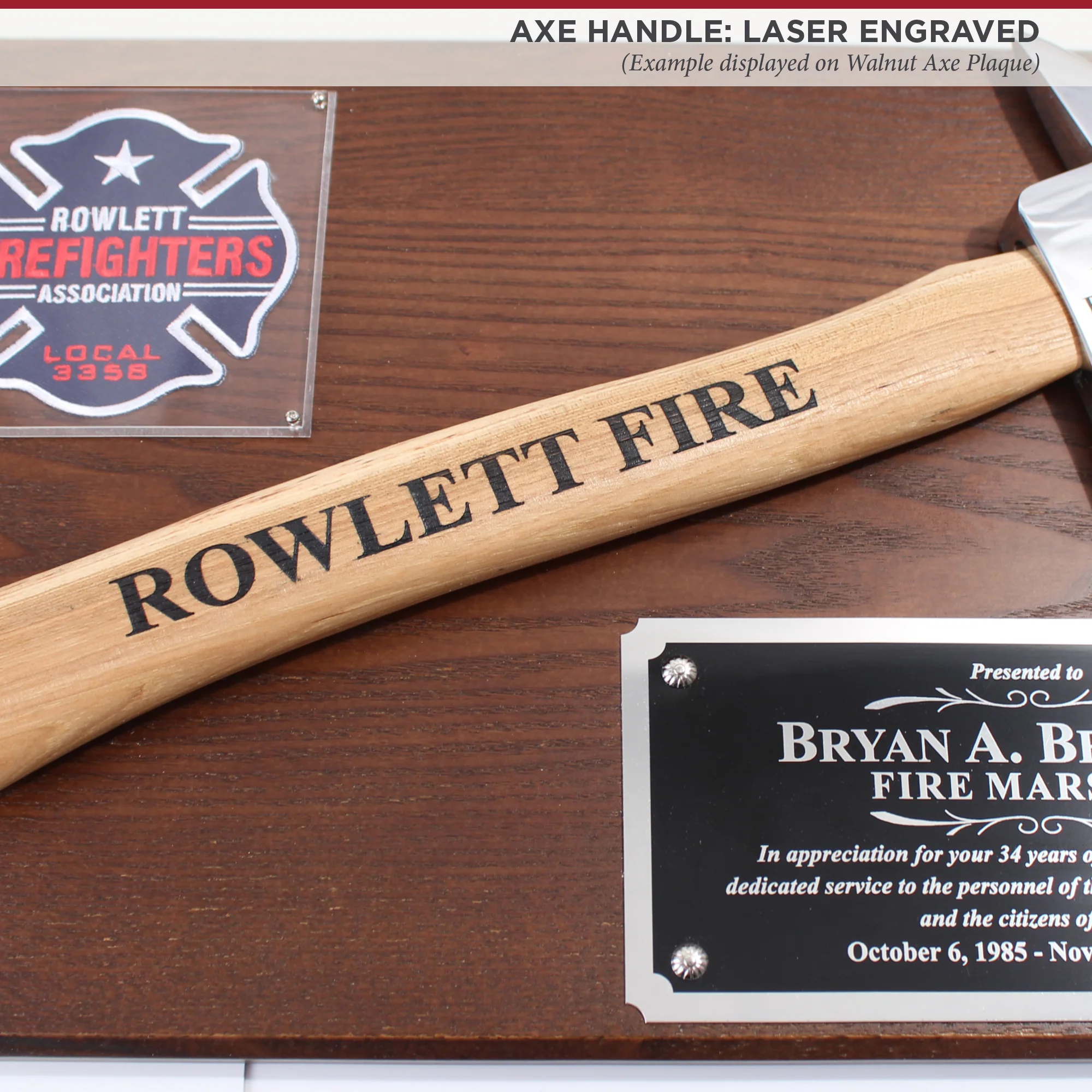 15" Chrome Plated Ceremonial Firefighter Axe - Natural - Image 4