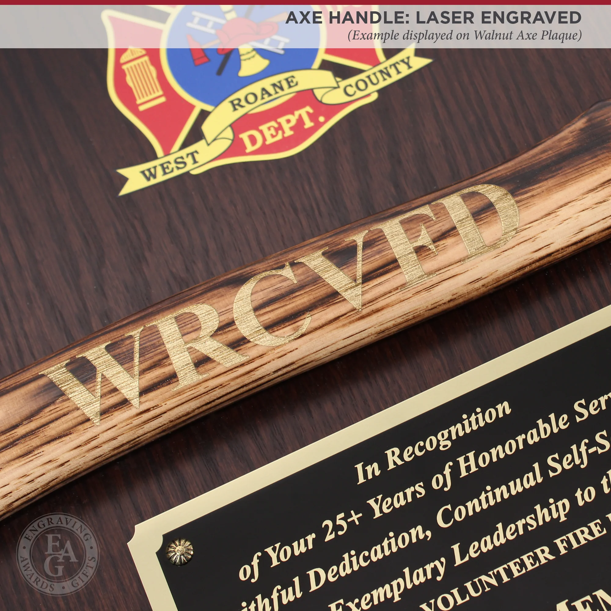 15" Gold Plated Ceremonial Firefighter Axe - Flamed - Image 4
