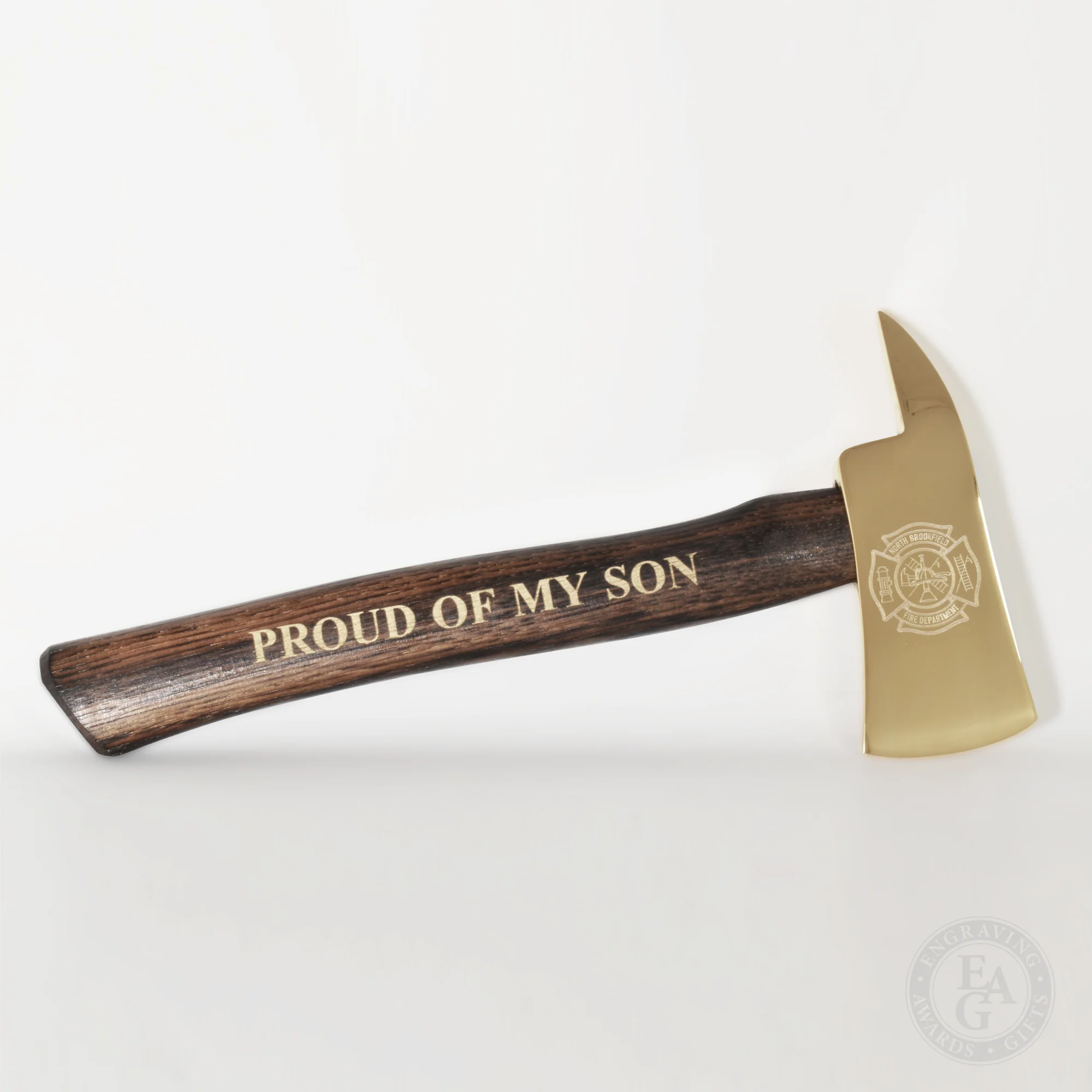 15" Gold Plated Ceremonial Firefighter Axe - Flamed - Image 6