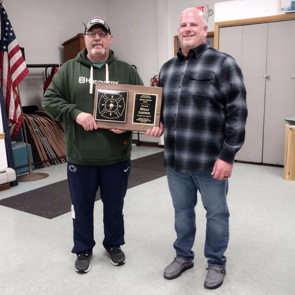 18" x 12" Walnut Firefighter Clock Award Plaque - Image 3
