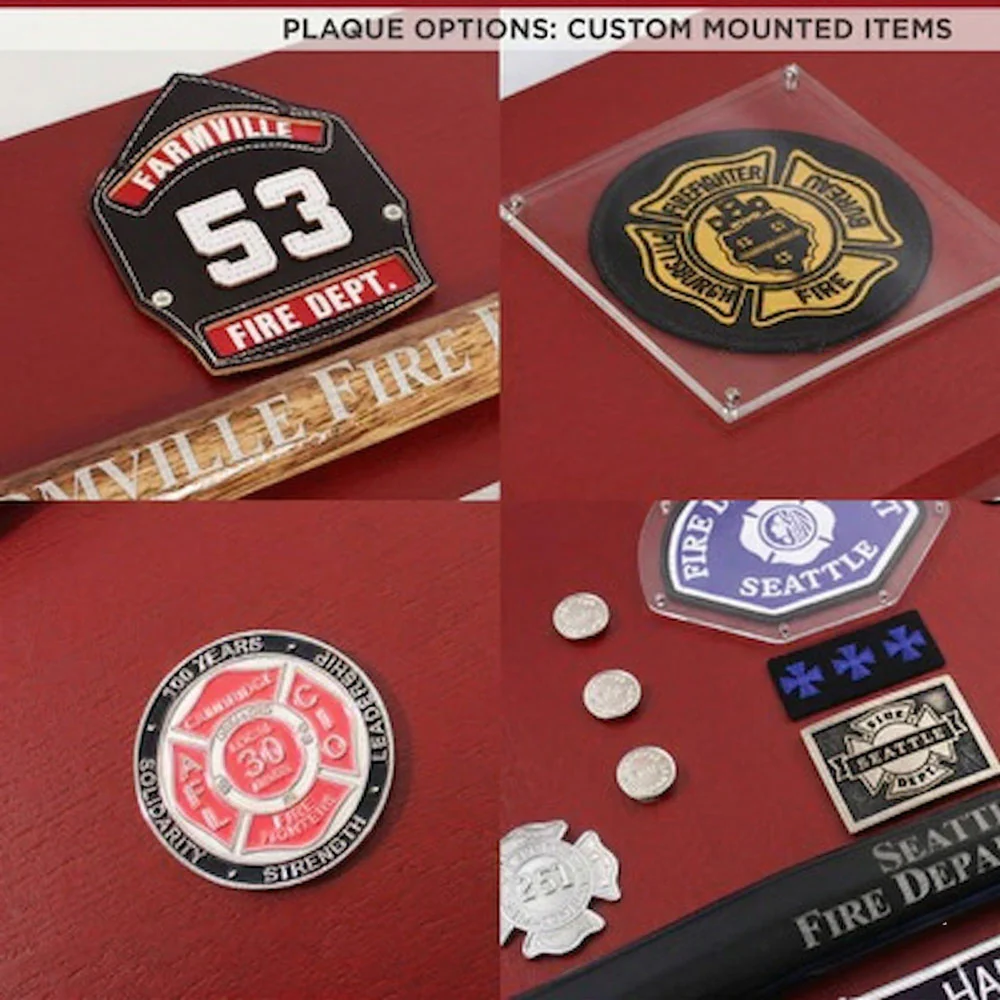18x18 Red Maltese Cross Firefighter Plaque - Chrome Axe - Image 14