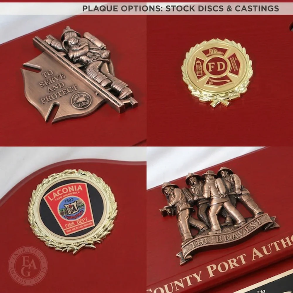 18x18 Red Maltese Cross Firefighter Plaque - Gold Axe - Image 10