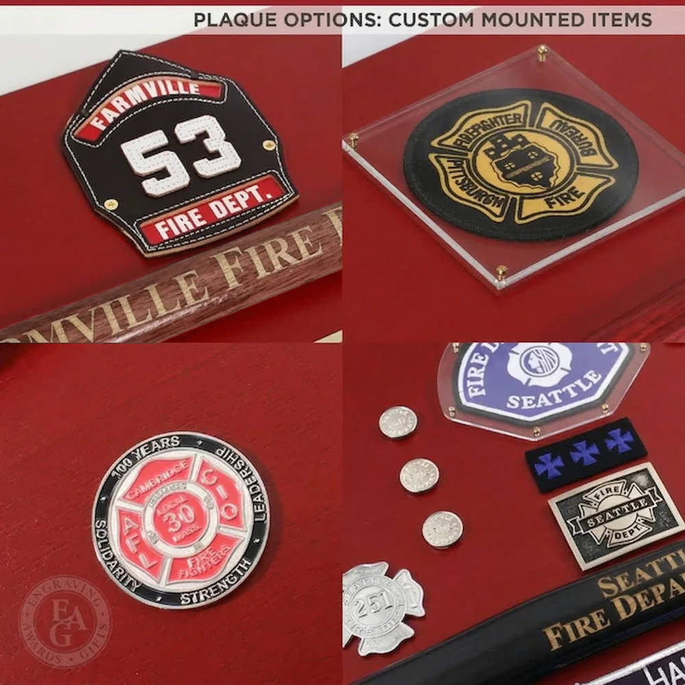 18x18 Red Maltese Cross Firefighter Plaque - Gold Axe - Image 14
