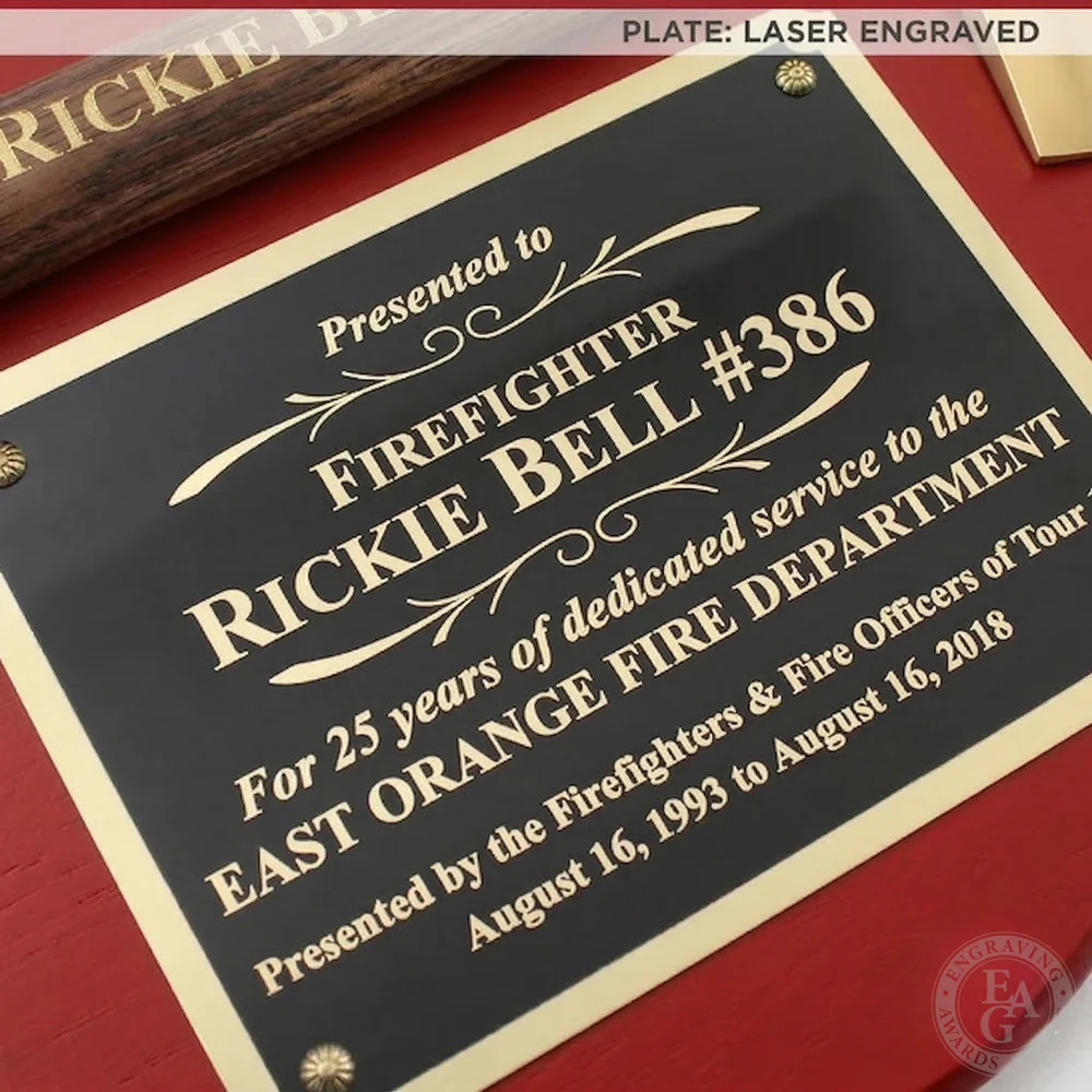 18x18 Red Maltese Cross Firefighter Plaque - Gold Axe - Image 9