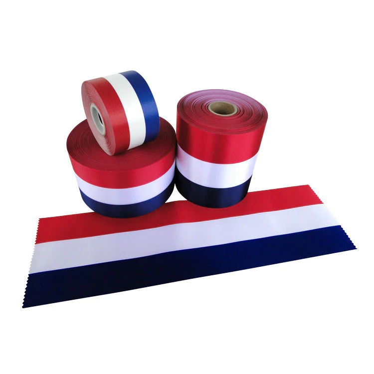 4" to 6" Wide RED/WHITE/BLUE Satin Ceremonial Ribbon