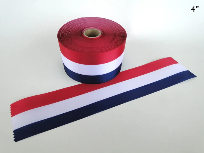4" to 6" Wide RED/WHITE/BLUE Satin Ceremonial Ribbon - Image 2