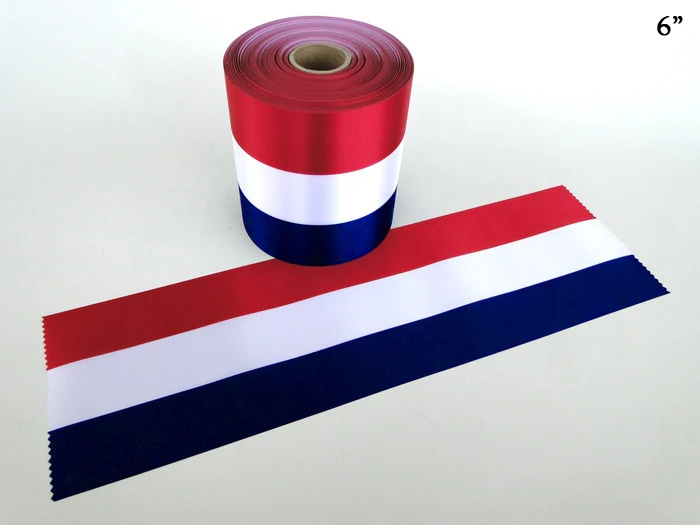 4" to 6" Wide RED/WHITE/BLUE Satin Ceremonial Ribbon - Image 3