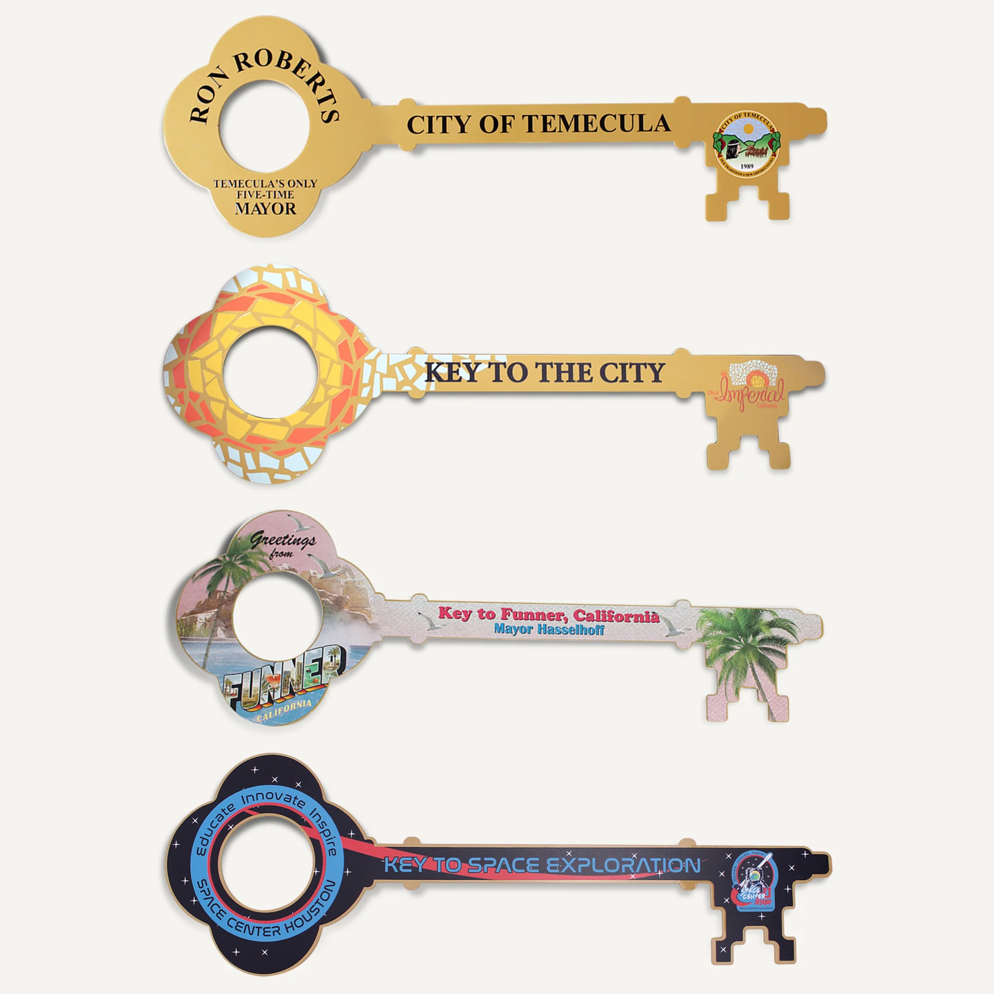 2 Foot Giant Ceremonial Key to the City - Gold Finish with Cut-Out Head - Image 2