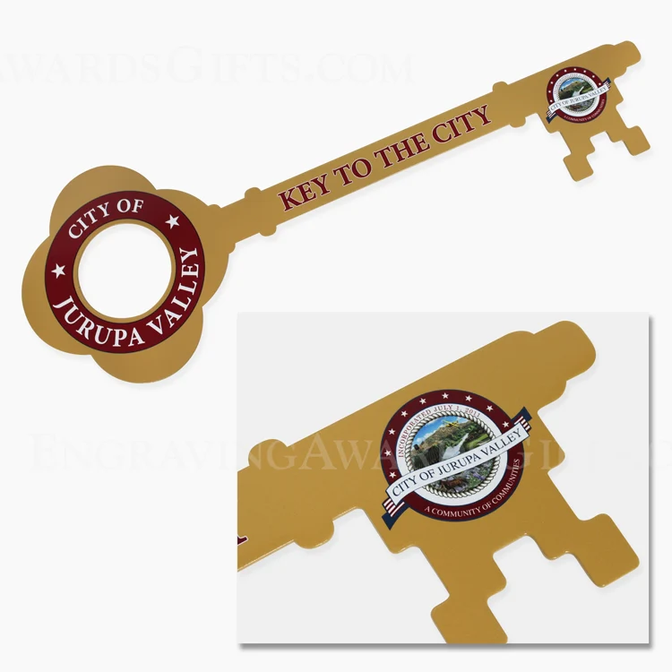 2 Foot Giant Ceremonial Key to the City - Gold Finish with Cut-Out Head - Image 4