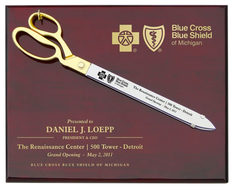 20" Ceremonial Scissors Rosewood Piano Finish Plaque - Image 5