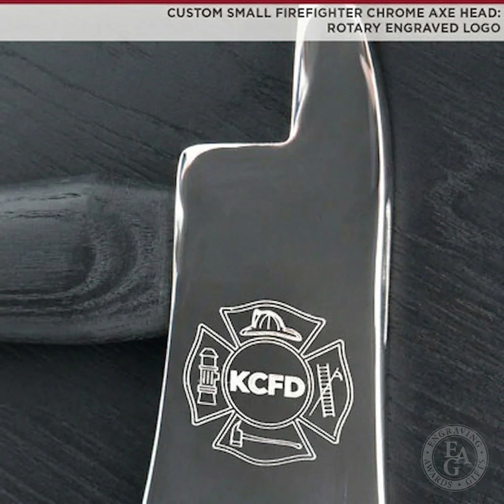 20" x 12" Black Firefighter Axe Award Plaque - Chrome - Image 10
