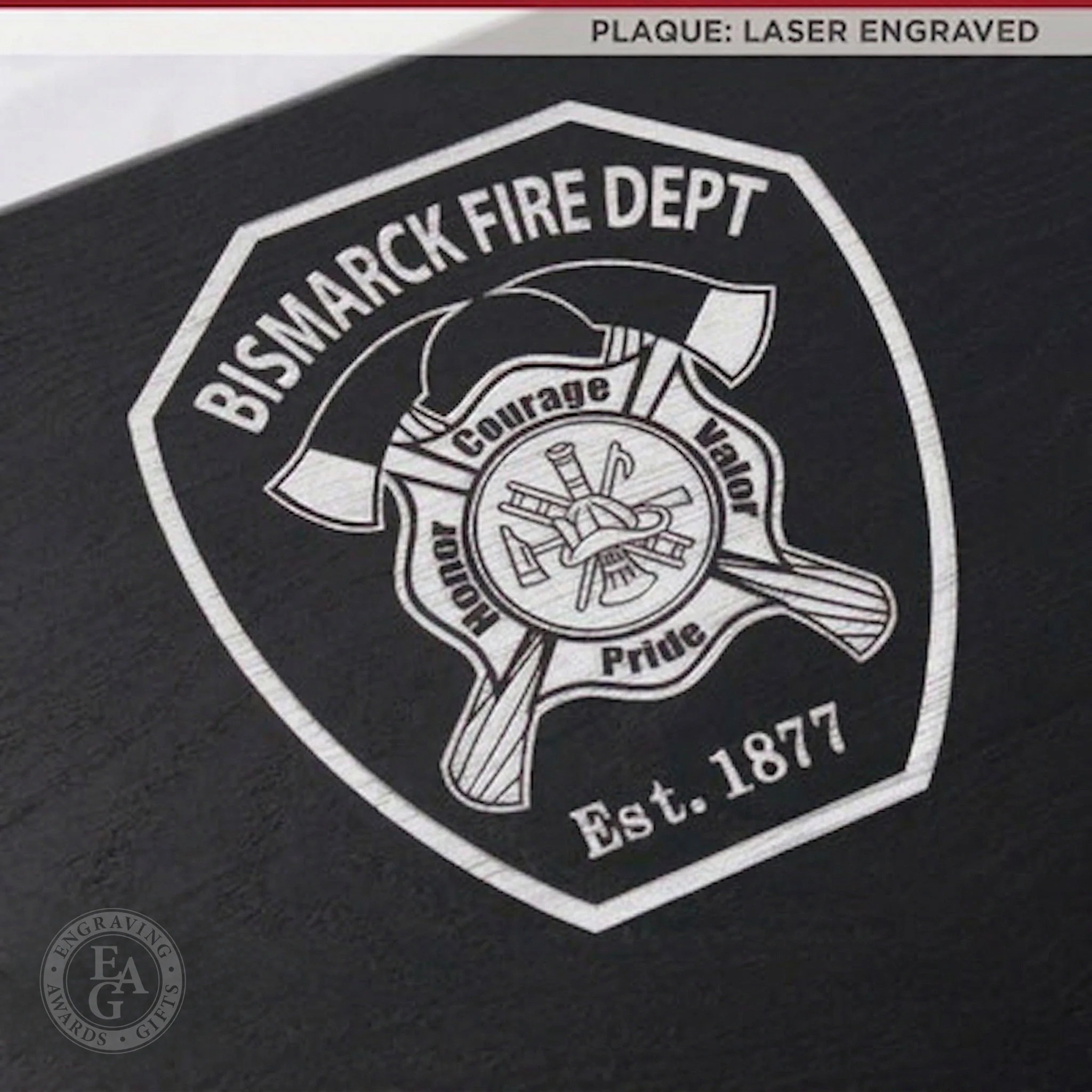 20" x 12" Black Firefighter Axe Award Plaque - Chrome - Image 12