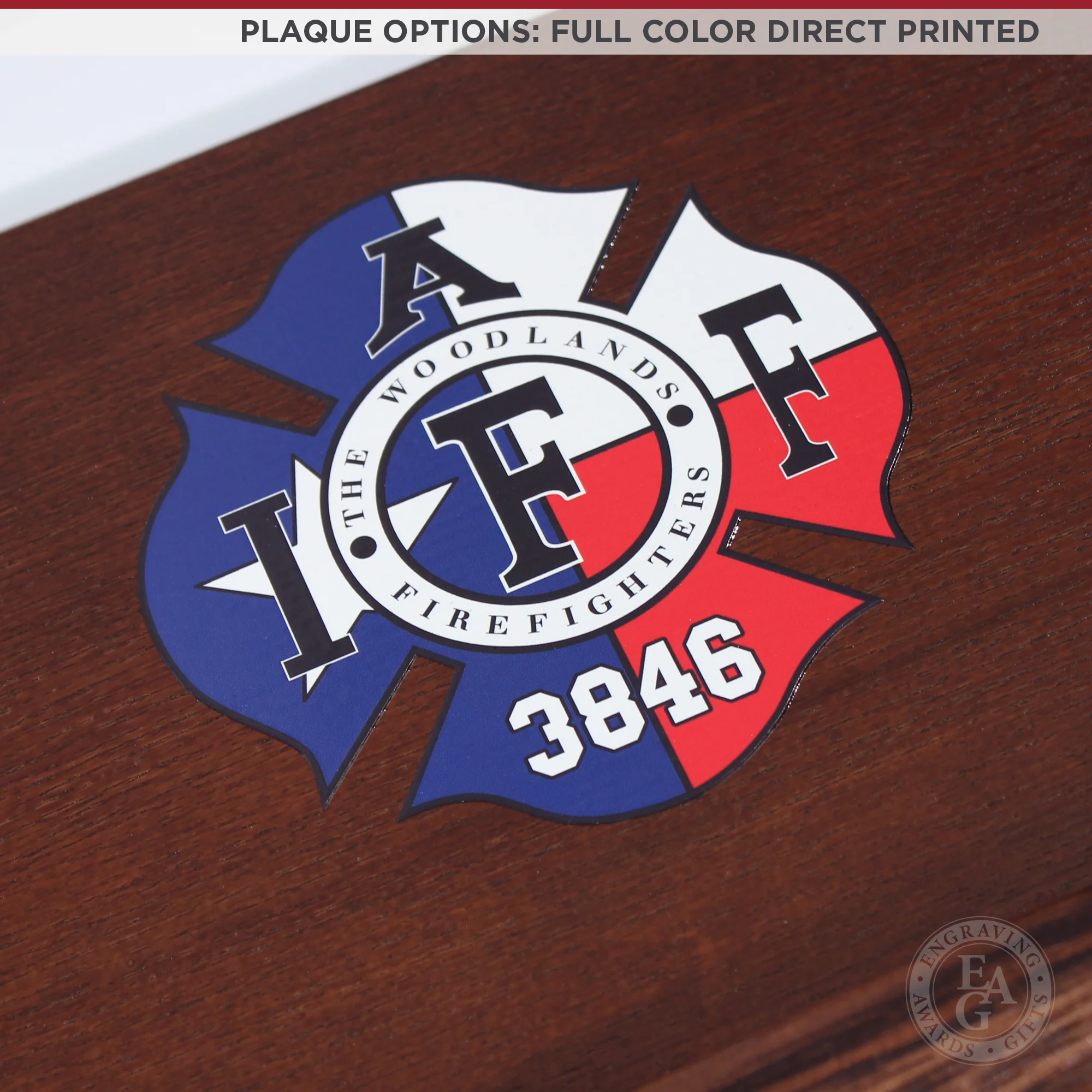 20" x 12" Walnut Firefighter Axe Award Plaque - Gold - Image 12