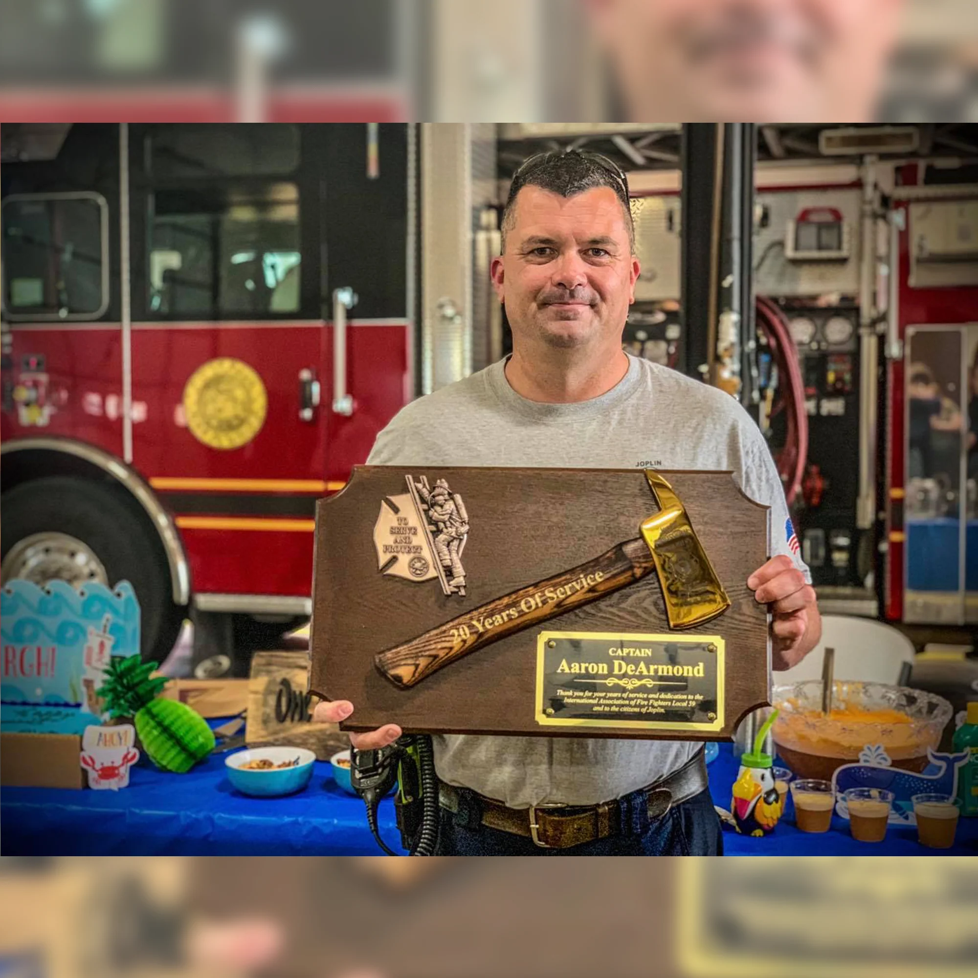 20" x 12" Walnut Firefighter Axe Award Plaque - Gold - Image 23