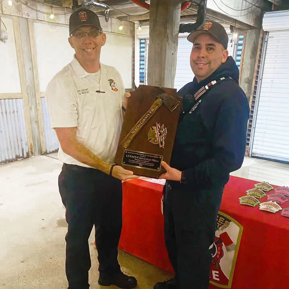 20" x 12" Walnut Firefighter Axe Award Plaque - Gold - Image 29