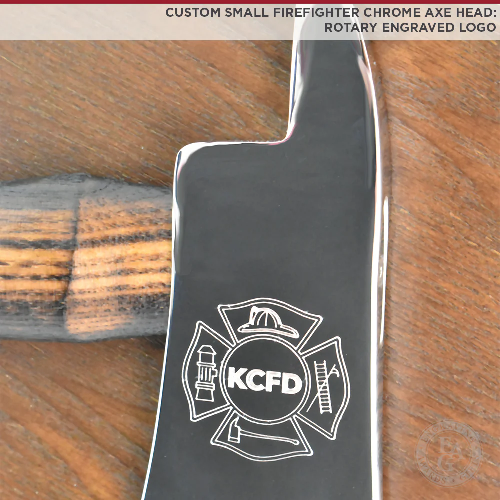 20" x 12" Walnut Firefighter Axe Award Plaque - Chrome - Image 11