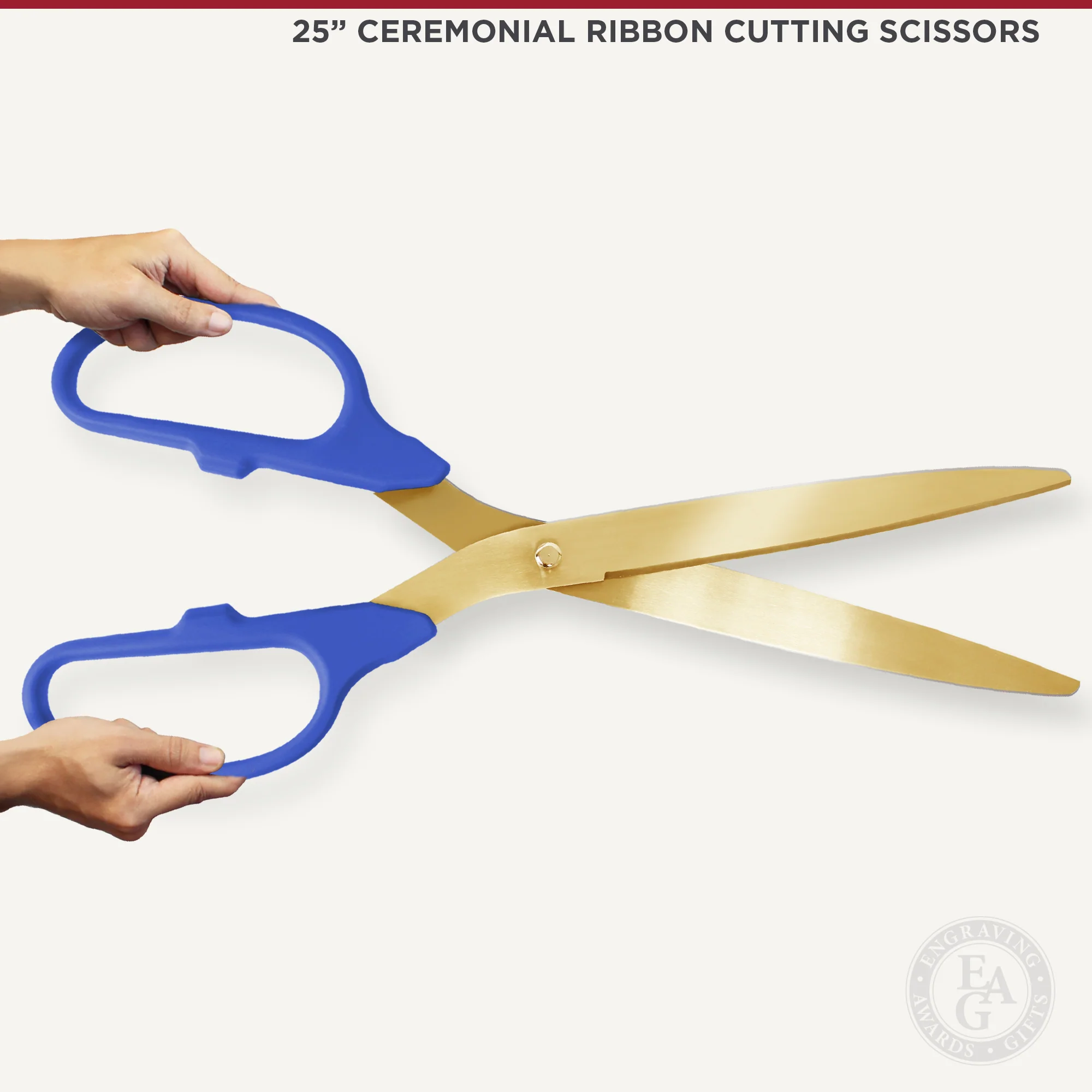 25" Blue Ribbon Cutting Scissors with Gold Blades - Image 6