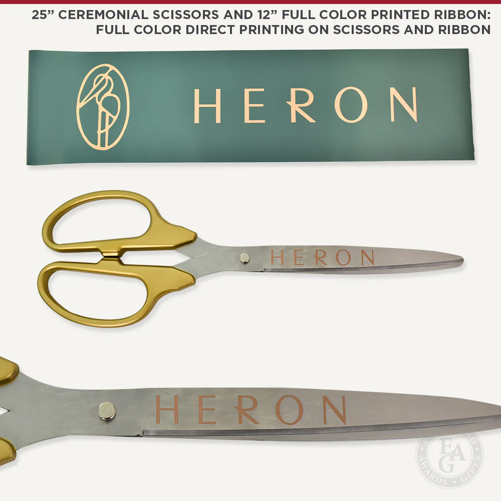 25" Gold Ribbon Cutting Scissors with Silver Blades - Image 16