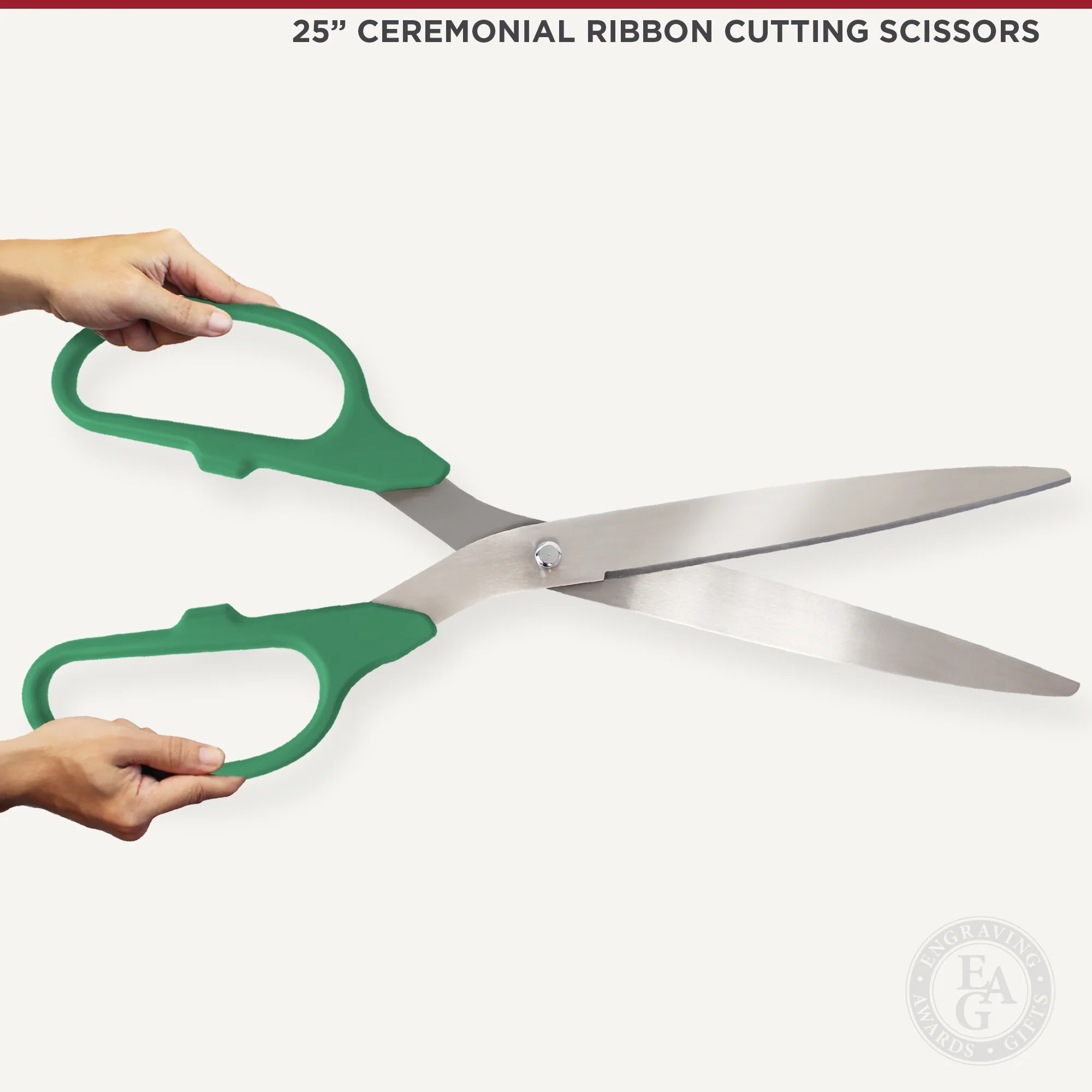 25" Green Ribbon Cutting Scissors with Silver Blades - Image 6