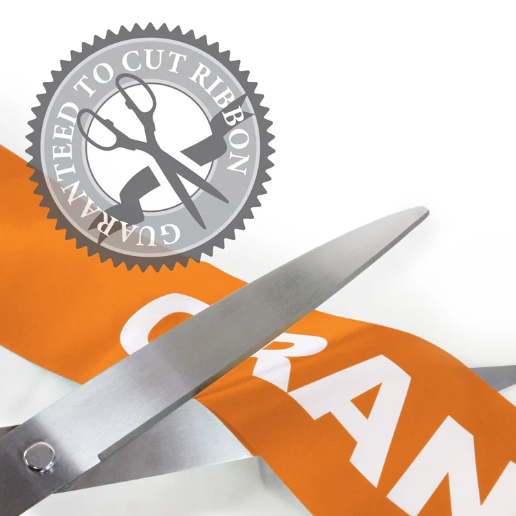 25" Orange Ribbon Cutting Scissors with Silver Blades - Image 3
