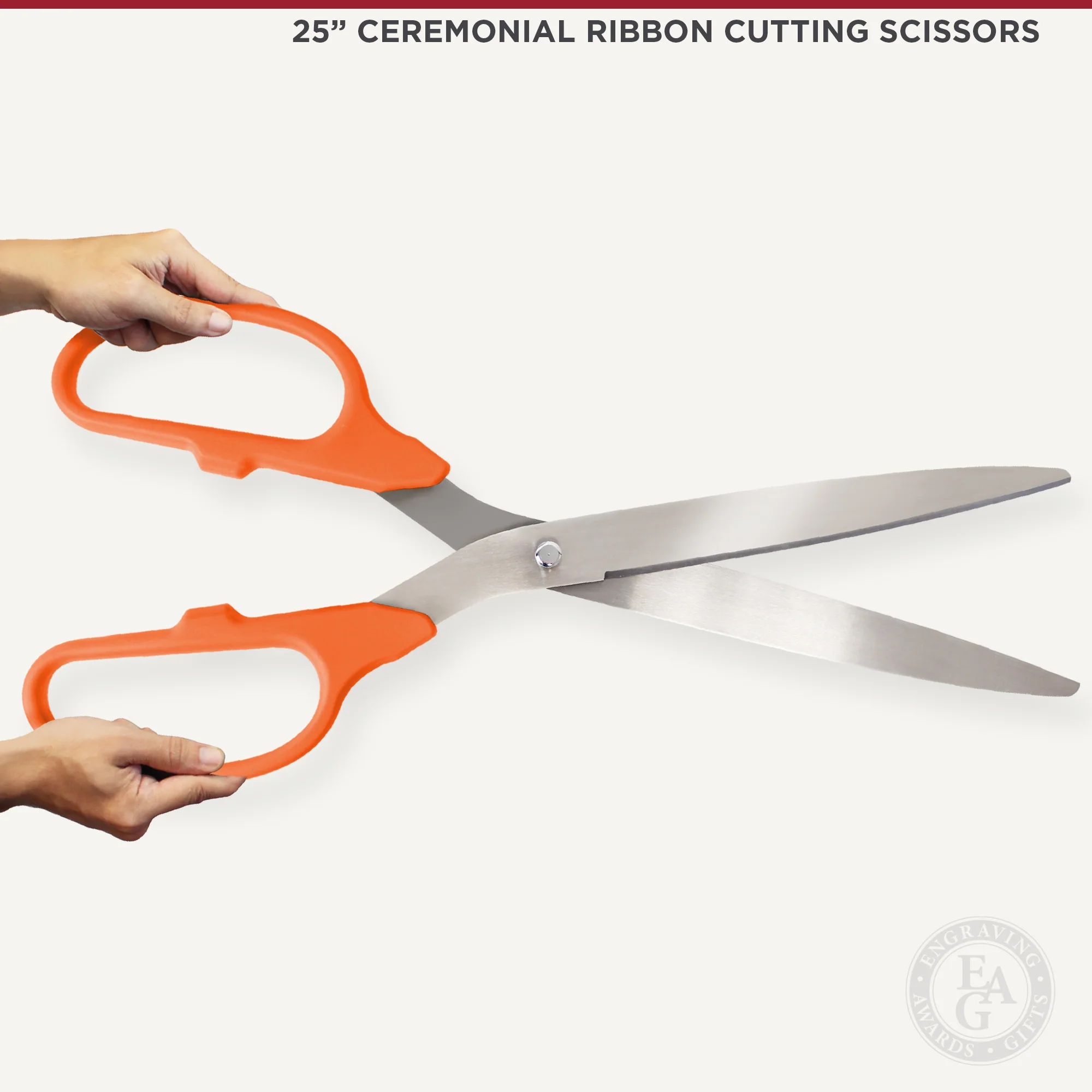 25" Orange Ribbon Cutting Scissors with Silver Blades - Image 6