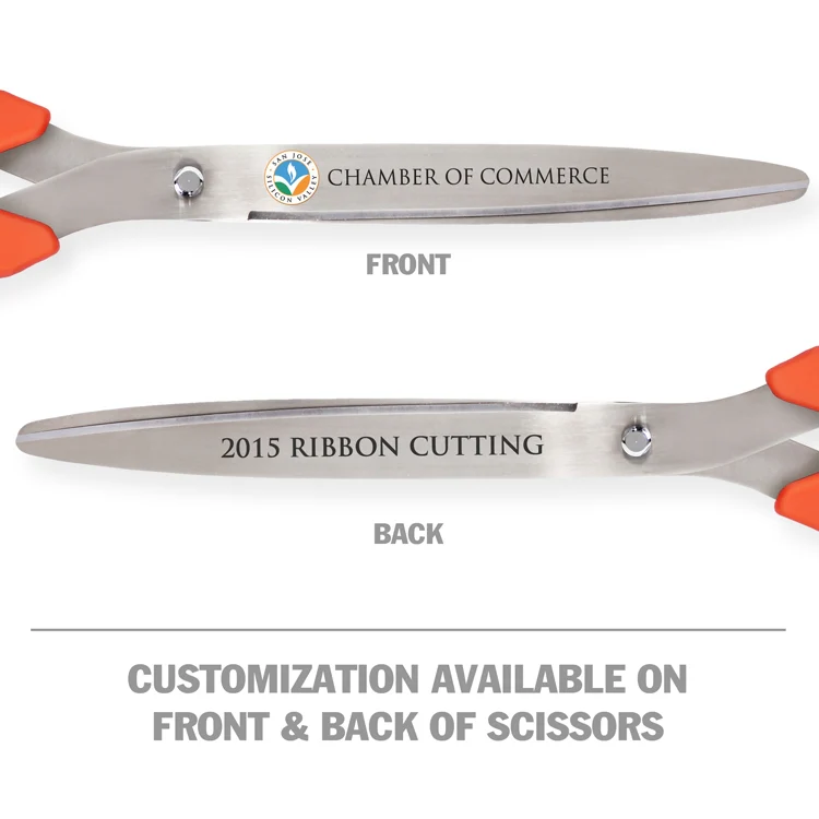 25" Orange Ribbon Cutting Scissors with Silver Blades - Image 8
