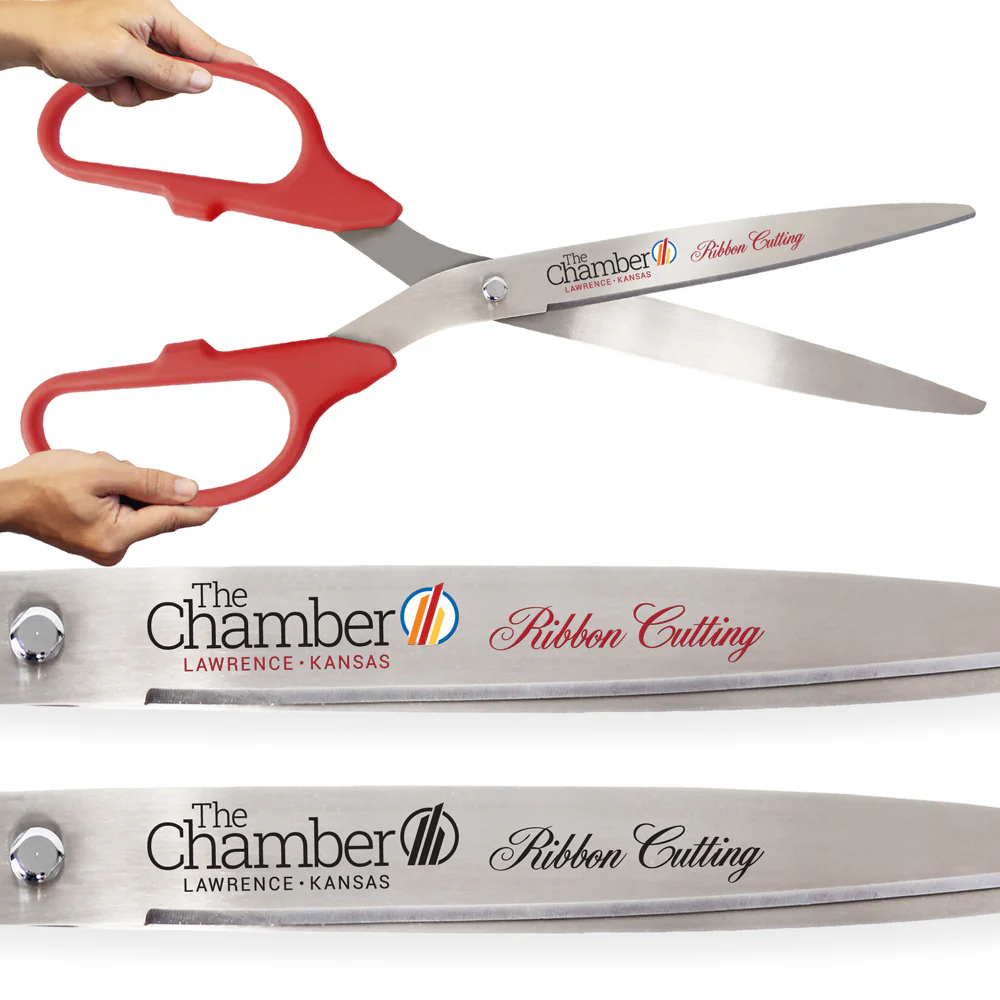 25" Red Ribbon Cutting Scissors with Silver Blades
